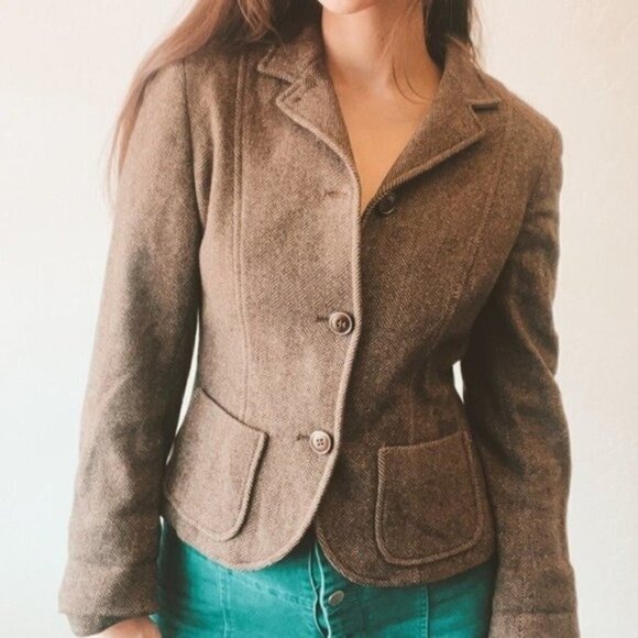 SOLD MaxMara Weekend Tweed 100% Virgin Wool Blazer USA 4 - Picture 1 of 13